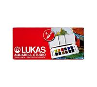 LUKAS Aquarell Studio - Coffret de voyage 12 demi-godets de peinture + 1 pinceau + 1 palette