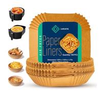 Lukata Lot de 100 doublures carrées pour friteuse à air comprimé - 20 cm - Papier jetable de qualité alimentaire - Idéal pour des friteuses saines et sans huile - Non toxique, résistant à la graisse,