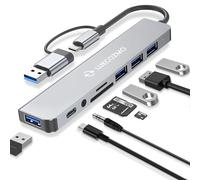 LUKCOZMO Hub USB C répartiteur USB 7 en 1 avec 4 ports USB, 1 port USBC, lecteur de carte TF/SD, sortie audio compatible avec MacBook/Pad Pro/Dell/HP ordinateur portable/téléphones..