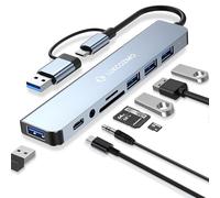 LUKCOZMO Hub USB C répartiteur USB 7 en 1 avec 4 ports USB, 1 port USBC, lecteur de carte TF/SD, sortie audio compatible avec MacBook/Pad Pro/Dell/HP ordinateur portable/téléphones..