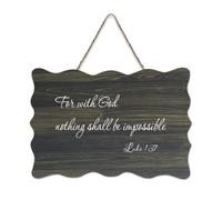 Luke 1:37 For with God Nothing Shall Be Impossible Panneau en bois 15,2 x 25,4 cm Décoration murale rustique à suspendre pour porte d'entrée, salon, cuisine, décorations de Noël