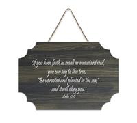 Luke 17:6 Panneau de bienvenue en bois rustique pour porte d'entrée ou de porche 15,2 x 25,4 cm avec inscription « If You Have Faith As Small As A Mustard Seed You Can Say to This Tree Be Uprooted And