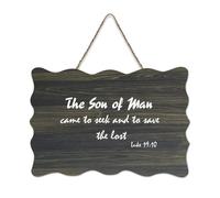 Luke 19:10 Décoration murale « The Son of Man Came to Seek And to Save The Lost Wood » - 15,2 x 25,4 cm - Décoration murale rustique à suspendre pour porte d'entrée, salon, cuisine