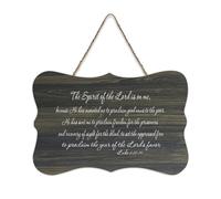Luke 4:18 19 The Spirit of The Lord Is on Me Because He Has Anointed Me to Proclaim Good News to Th Panneau en bois 15,2 x 25,4 cm Décoration murale rustique à suspendre pour porte d'entrée salon