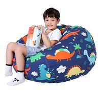Lukeight Pouf poire de rangement pour animaux en peluche pour enfants, avec fermeture éclair pour organiser, housse de dinosaure, (sans haricots) L