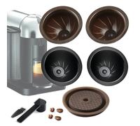 LUKELI 5Pcs Capsules Réutilisables Vertuo Dosettes Vertuo Capsules de Café Rechargeables VertuoLine pour Nespresso Vertuo avec 1 Pcs Couvercles en Silicone Réutilisables (Noir 230 ml + Marron 150 ml +