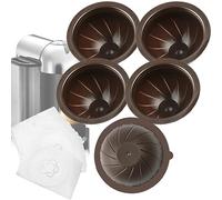 LUKELI Vertuo Lot de 5 capsules réutilisables rechargeables pour NES Presso Vertuo avec 10 feuilles d'aluminium jetables (150 ml)