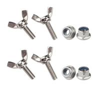 Lukery 4-Set boulons à oreilles M12 et écrous de blocage à bride en acier inoxydable 304, boutons de serrage à oreilles (M12x150mm)