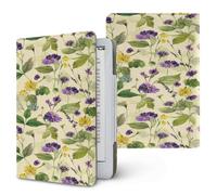 Lukery Coque pour Kindle 6.8-7 inch Floral et Feuillage, Liseuse Étuis Stand Coque Housse avec Dragonne, 11e et 12e Générations Étui Compatible, Protection Kindle Universel Portable (Feuilles Vertes)