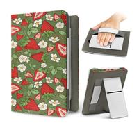 Lukery Coque pour Kindle 6.8-7 inch Imprimé Fruits,Liseuse Étuis Stand Coque Housse avec Dragonne,11e et 12e Générations Étui Compatible,Protection Kindle Universel Portable (Fraise)