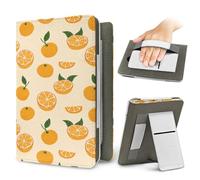 Lukery Coque pour Kindle 6.8-7 inch Imprimé Fruits,Liseuse Étuis Stand Coque Housse avec Dragonne,11e et 12e Générations Étui Compatible,Protection Kindle Universel Portable (Orange)