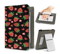 Lukery Coque pour Kindle 6.8-7 inch Imprimé Fruits,Liseuse Étuis Stand Coque Housse avec Dragonne,11e et 12e Générations Étui Compatible,Protection Kindle Universel Portable (Noir)