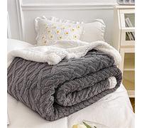Lukery Couverture Polaire Hiver, Jete de Canapé Douillette & Confortable Couverture Douce Double Couche Microfibre pour Le Voyage Canapé Lit, Fit All-Season (150x200cm,Gris foncé)
