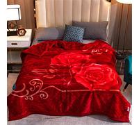 Lukery Couverture Polaire Hiver, Rétro Jete de Canapé Douillette & Confortable Couverture Douce Flanelle Microfibre pour Le Voyage Canapé Lit, Fit All-Season (140x190cm,Roses Rouges)