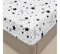 Lukery Drap Housse, Doux et Respirant Drap, Lavable Ajustable Housse Protege Matelas avec Bonnet 30 cm, Linge de Lit avec Une Rebord Élastique (Étoile,80x200cm)
