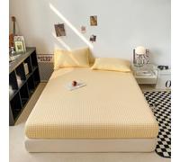 Lukery Drap Housse, Lavable Ajustable Drap 1/2 Personne avec Bonnet 25 cm, Doux et Respirant Housse Protege Matelas Linge de Lit avec Une Rebord Élastique (Jaune Clair,2 taies d'oreiller)