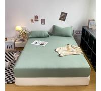 Lukery Drap Housse, Lavable Ajustable Drap 1/2 Personne avec Bonnet 25 cm, Doux et Respirant Housse Protege Matelas Linge de Lit avec Une Rebord Élastique (Vert soja,180x200)