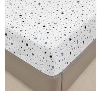 Lukery Drap Housse, Lavable Ajustable Drap 1/2 Personne avec Bonnet 30 cm, Doux et Respirant Housse Protege Matelas Linge de Lit avec Une Rebord Élastique (Étoile,90x200)