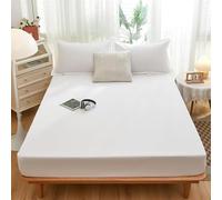 Lukery Drap Housse, Lavable Ajustable Drap 1/2 Personne avec Bonnet 30cm, Doux et Respirant Housse Protege Matelas Linge de Lit avec Une Rebord Élastique (Blanc crème,150x200)