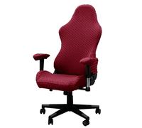 Lukery Housse Chaise Gaming - Housse de Chaise de Bureau Extensible, Couleur Unie Plaid Jacquard Housse Fauteuil Bureau Lavable, pour Chaise de Bureau Pivotante Ordinateur Universelle (Rouge)