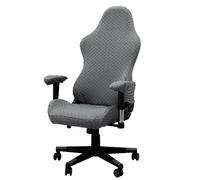 Lukery Housse Chaise Gaming - Housse de Chaise de Bureau Extensible, Couleur Unie Plaid Jacquard Housse Fauteuil Bureau Lavable, pour Chaise de Bureau Pivotante Ordinateur Universelle (Gris)