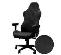 Lukery Housse Chaise Gaming - Housse de Chaise de Bureau Extensible, Couleur Unie Plaid Jacquard Housse Fauteuil Bureau Lavable, pour Chaise de Bureau Pivotante Ordinateur Universelle (Noir)