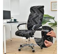Lukery Housse de Chaise de Bureau Extensible, Couverture de Fauteuil de Bureau Rotatif Amovible Lavable, pour Chaise de Bureau Pivotante Ordinateur Gaming Universelle (marbre Noir,L)