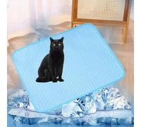 Lukery Kühlmatte für Hunde Katze, Kühlbett für Sommer Natürliche Kühlung Hundekühlmatte Waschbar Kühlendes Hundebett Eisseide für Zuhause Unterwegs Oder im Auto (XL-100 * 75cm,Bleu)