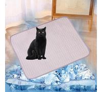Lukery Kühlmatte für Hunde Katze, Kühlbett für Sommer Natürliche Kühlung Hundekühlmatte Waschbar Kühlendes Hundebett Eisseide für Zuhause Unterwegs Oder im Auto (L-70 * 55cm,Gris)