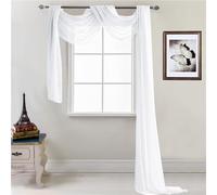 Lukery Mariage Arche Tenture, Extérieur Mariage Rideau Tulle pour Fond de Décor Pelouse Voilage Drapés Mousseline de Soie pour Arche de Mariage, Fête Prénatale (52x216 Pouces,Blanc)