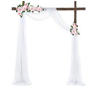 Lukery Mariage Arche Tenture, Extérieur Mariage Rideau Tulle pour Fond de Décor Pelouse Voilage Drapés Mousseline de Soie pour Arche de Mariage, Fête Prénatale, Mariage (75x300cm(10FT),Blanc)