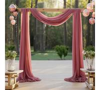 Lukery Mariage Arche Tenture, Extérieur Mariage Rideau Tulle pour Fond de Décor Pelouse Voilage Drapés Mousseline de Soie pour Arche de Mariage (75x600cm(20FT),29 Rouge Pourpre)
