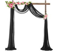Lukery Mariage Arche Tenture, Extérieur Mariage Rideau Tulle pour Fond de Décor Pelouse Voilage Drapés Mousseline de Soie pour Arche de Mariage, Fête Prénatale, Mariage (75x600cm(20FT),Noir)