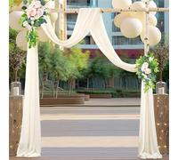 Lukery Mariage Arche Tenture, Extérieur Mariage Rideau Tulle pour Fond de Décor Pelouse Voilage Drapés Mousseline de Soie pour Arche de Mariage (75x300cm(10FT),32 Beige)