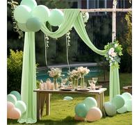 Lukery Mariage Arche Tenture, Extérieur Mariage Rideau Tulle pour Fond de Décor Pelouse Voilage Drapés Mousseline de Soie pour Arche de Mariage (75x600cm(20FT),25 Vert)
