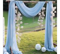 Lukery Mariage Arche Tenture, Extérieur Mariage Rideau Tulle pour Fond de Décor Pelouse Voilage Drapés Mousseline de Soie pour Arche de Mariage (75x300cm（10FT）,19 Bleu Azur)