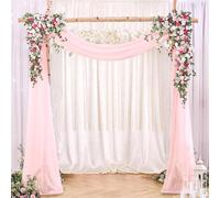 Lukery Mariage Arche Tenture, Extérieur Mariage Rideau Tulle pour Fond de Décor Pelouse Voilage Drapés Mousseline de Soie pour Arche de Mariage (75x600cm(20FT),8 Pêche Claire)