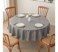 Lukery Nappe Couleur Unie Ronde, Nappe de Table Essuyable Anti-Taches Coton Lin Surdimensionné Nappe Lavable, pour Salle à Manger, Cuisine (Diamètre 220cm,Gris foncé)