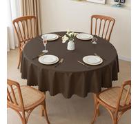 Lukery Nappe Couleur Unie Ronde, Nappe de Table Essuyable Anti-Taches Coton Lin Surdimensionné Nappe Lavable, pour Salle à Manger, Cuisine (Diamètre 220cm,Café)