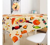 Lukery Nappe Rectangulaire, Nappes pour Table de Jardin, Anti-Taches, Effet Lotus, Housse de Table pour Fête Ménage Picnic Anniversaire, 3D Halloween (Bonbons à la Citrouille,150x210cm)