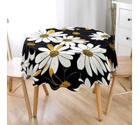Lukery Nappe Ronde, 3D Marguerite Nappe Table Cloth Éclaboussures, 90-200cm Table Cover Résistant aux Taches pour Restaurant, Jardin, Cuisine (Marguerite F,160cm)