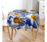 Lukery Nappe Ronde, 3D Marguerite Nappe Table Cloth Éclaboussures, 90-200cm Table Cover Résistant aux Taches pour Restaurant, Jardin, Cuisine (Marguerite 3,90cm)