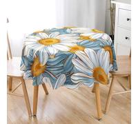 Lukery Nappe Ronde, 3D Marguerite Nappe Table Cloth Éclaboussures, 90-200cm Table Cover Résistant aux Taches pour Restaurant, Jardin, Cuisine (Marguerite 05,100cm)