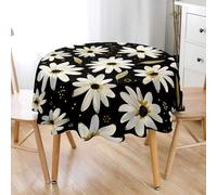 Lukery Nappe Ronde, 3D Marguerite Nappe Table Cloth Éclaboussures, 90-200cm Table Cover Résistant aux Taches pour Restaurant, Jardin, Cuisine (Noir Marron,130cm)