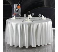 Lukery Nappe Ronde Lavable, 2024 Nouveau Satin Nappe de Table Essuyable Anti-Taches Épaissie Nappe pour Banquet Mariage Jardin Restaurants Cuisine (160cm,Blanc)
