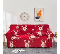 Lukery Salon Housses de Fauteuil Housse Canapé Extensible Housse de Canapé 1/2/3/4 Place Quatre Saisons Housse Canapé avec 2 Housse de Coussin pour Sofa Décorative (4 Places,Rouge parfumé)