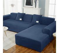 Lukery Salon Housses de Fauteuil Housse Canapé Extensible Velours Housse de Canapé 1/2/3/4 Place Quatre Saisons Housse Canapé pour Sofa Décorative (Bleu Marine,2 Places)