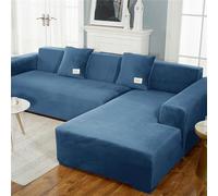 Lukery Salon Housses de Fauteuil Housse Canapé Extensible Velours Housse de Canapé 1/2/3/4 Place Quatre Saisons Housse Canapé pour Sofa Décorative (Saphir,2 Places)