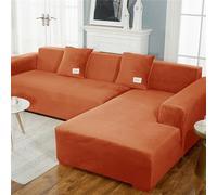Lukery Salon Housses de Fauteuil Housse Canapé Extensible Velours Housse de Canapé 1/2/3/4 Place Quatre Saisons Housse Canapé pour Sofa Décorative (Orange Sombre,4 Places)