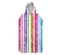 Lukery Serviettes Poncho de Plage, Tie Dye Séchage Rapide Robe de Bain de Rayure avec Capuche pour Adultes Enfant, Changement Peignoir de Bain pour Natation, Surf (Rayure Verticale,60x110cm)